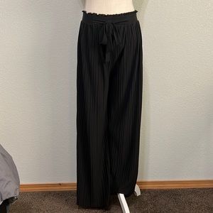 Soho Apparel Pleated Palazzo Pants High Waisted Front Tie